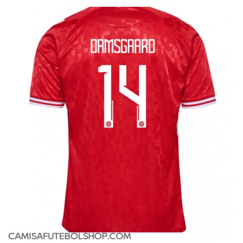 Camisa de time de futebol Dinamarca Mikkel Damsgaard #14 Replicas 1º Equipamento Europeu 2024 Manga Curta